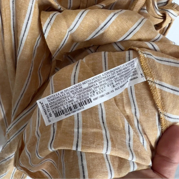 Zara Yellow Linen Blend Striped  Mini Dress size XS - Picture 5 of 10